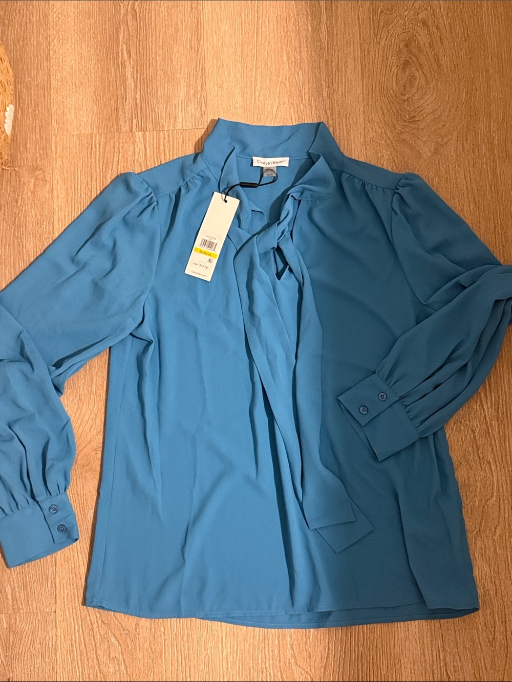 Calvin Klein Tie-Neck Long Sleeve Blouse